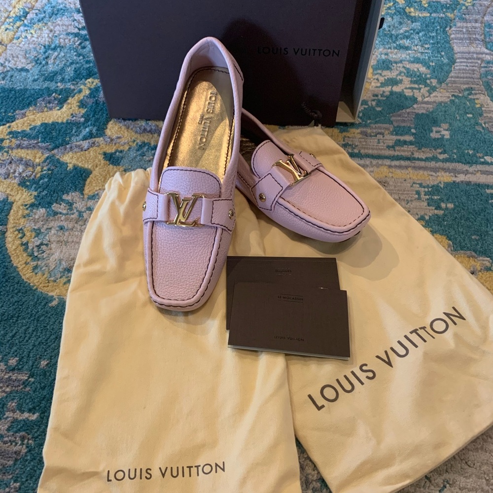 Louis Vuitton baby pink loafers